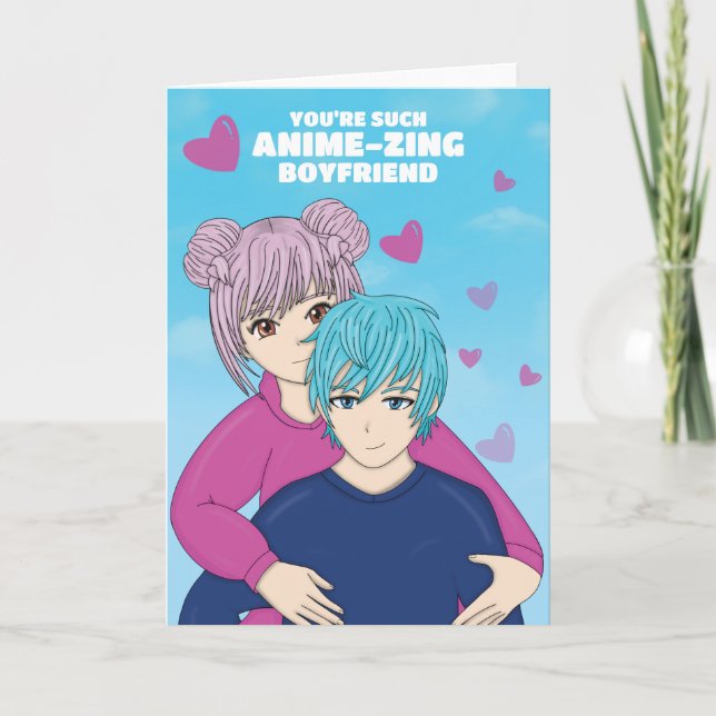 Anime Manga Couple Boyfriend Valentine's Day Card Karte (Vorderseite)