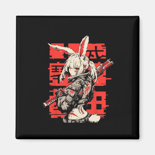 Anime Manga Cyberpunk Ästhetische Techwear Harajuk Magnet (Vorne)