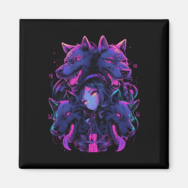 Anime Manga Cyberpunk Ästhetische Techwear Harajuk Magnet (Vorne)