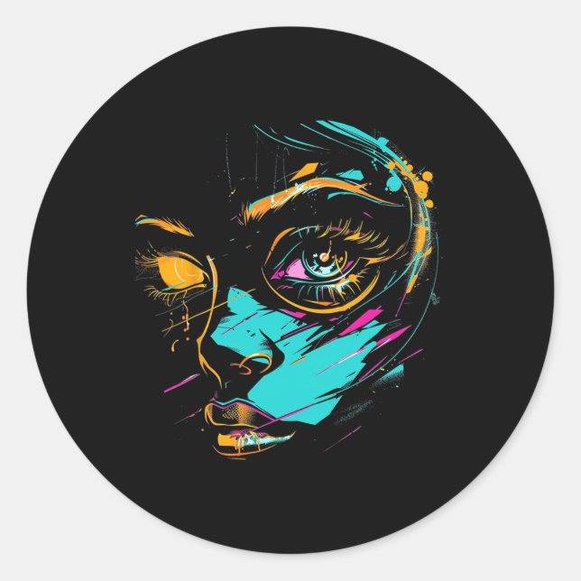 Anime Manga Grafik Illustration Anime 1 Runder Aufkleber (Vorderseite)