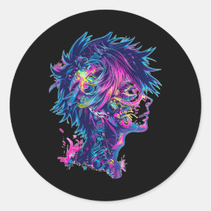 Anime Manga Grafik Illustration Anime Runder Aufkleber
