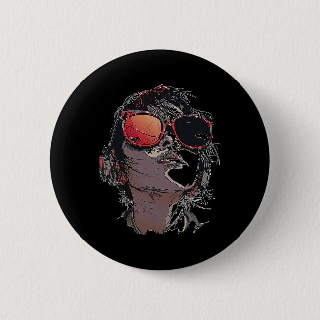 Anime Manga Graphic Sunglasses Art Anime Button (Vorderseite)