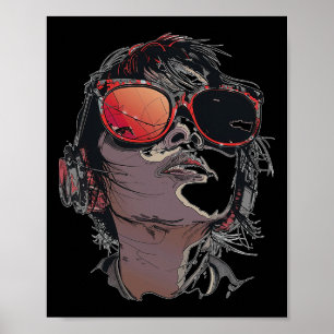 Anime Manga Graphic Sunglasses Art Anime Poster