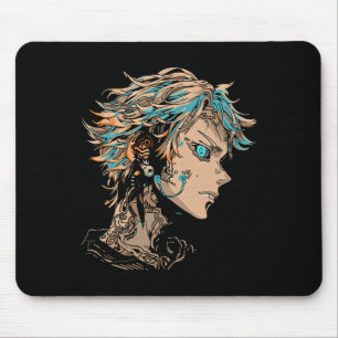 Anime Manga Motif Blue-eyes Illustration Anime Mousepad