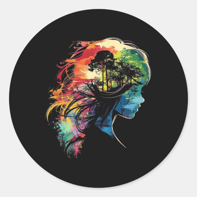 Anime Manga Motif farbenfrohe Illustration Anime Runder Aufkleber (Vorderseite)