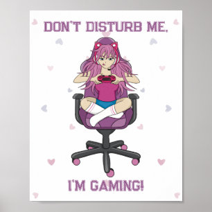 Anime Manga Pink Lila Gamer Girl Poster