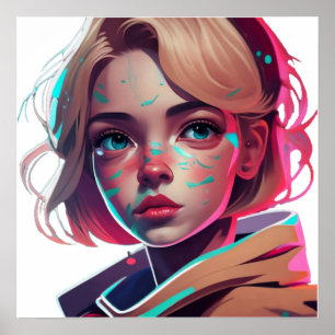 Anime Manga Pop Kunstliebhaber Gesicht Charaktere Poster