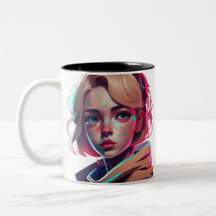 Anime Manga Pop Kunstliebhaber Gesicht Charaktere  Zweifarbige Tasse