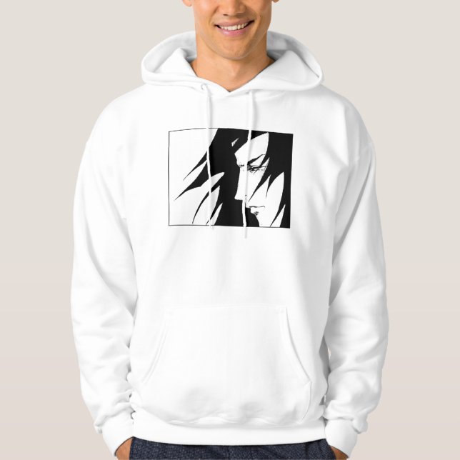 Anime Manga-Zeichen schwarz und weiß Hoodie (Vorderseite)