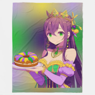Anime Mardi Gras King cake Fleecedecke