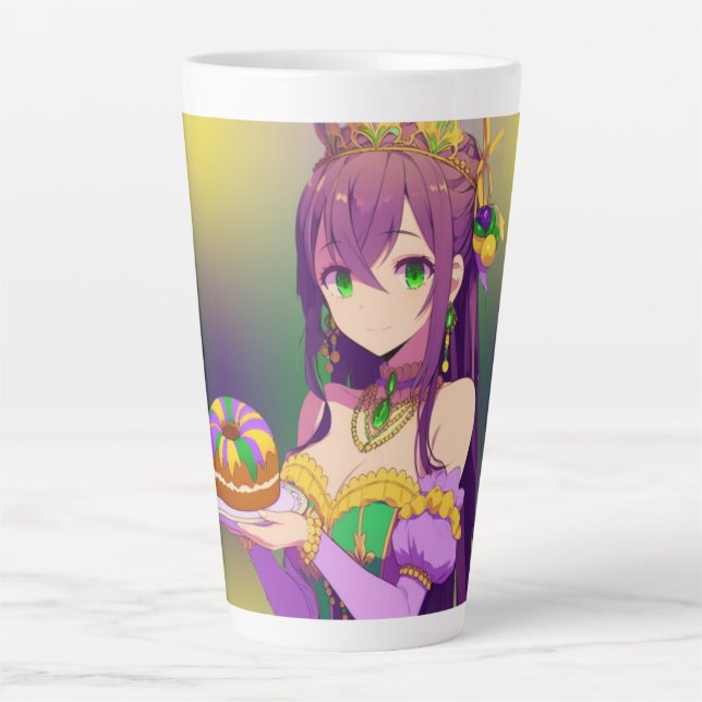 Anime Mardi Gras King cake Milchtasse (Vorderseite)