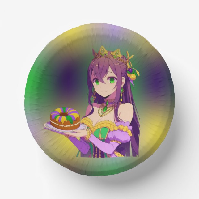 Anime Mardi Gras King cake Pappteller (Vorderseite)