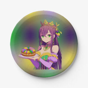 Anime Mardi Gras King cake Pappteller
