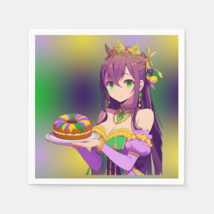 Anime Mardi Gras King cake Serviette