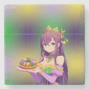 Anime Mardi Gras King Kuchen Steinuntersetzer