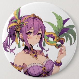 Anime Mardi Gras Maske Button