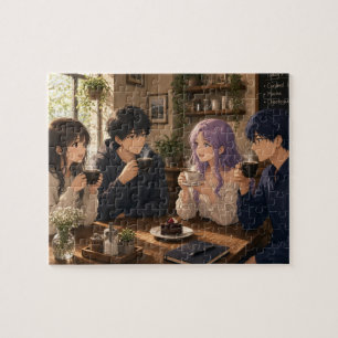Anime-Menschen trinken Kaffee  Puzzle