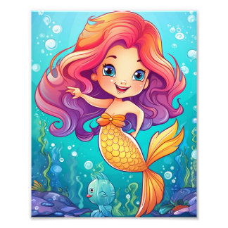 Anime Mermaid Girl Fantasy Art Fotodruck