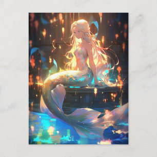 Anime Mermaid Girl Fantasy Art Postkarte