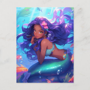 Anime Mermaid Girl Fantasy Art Postkarte