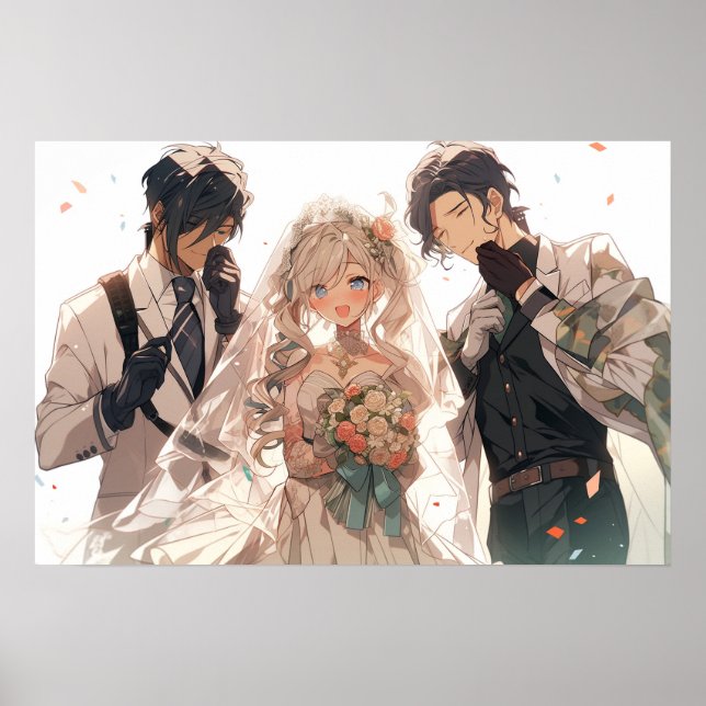 Anime MFM Polyamore Triad Hochzeit Poster (Vorne)