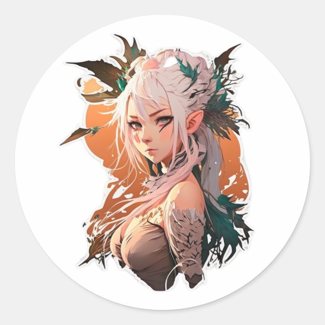 Anime Miroko Art Stiker Runder Aufkleber (Vorderseite)