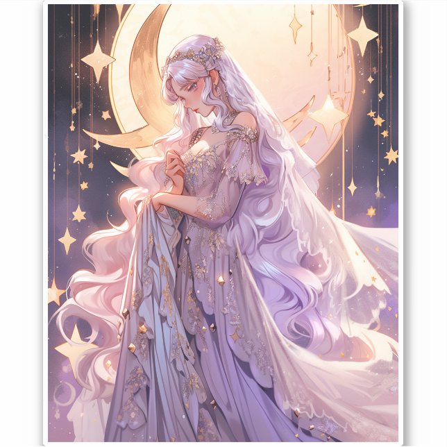 Anime Moon Princess Fantasy Art Aufkleber (Vorderseite)