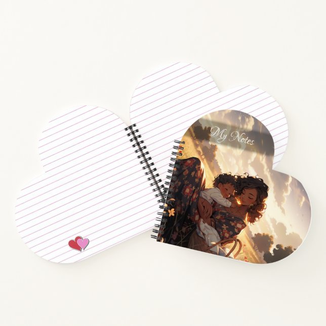 Anime Mutter auf der Morgenwiese Herz Notizbuch (Innenseite)