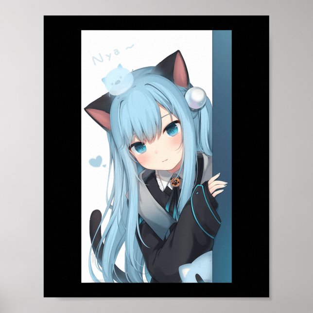 Anime Neko Cat Girl Pastel Kawaii Japanese Waifu O Poster (Vorne)