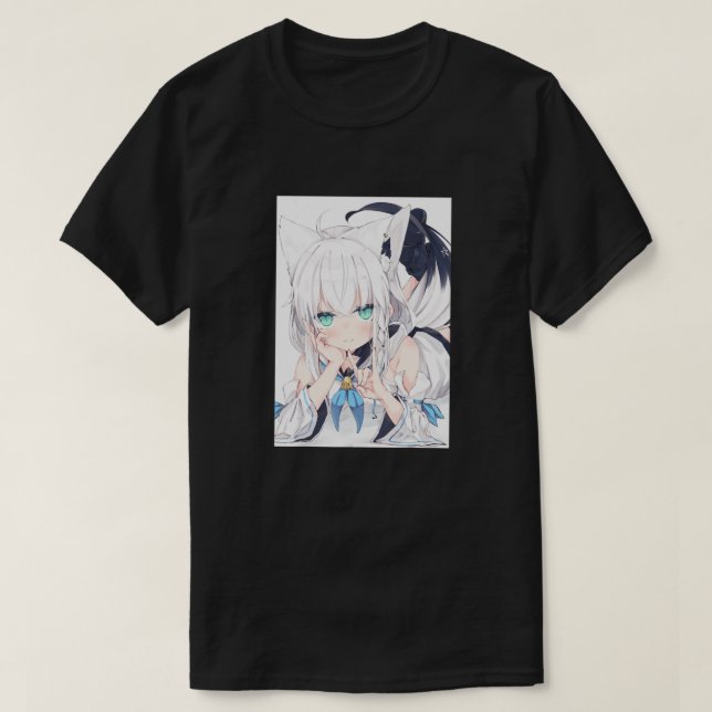 Anime Neko Catgirl Kawaii Waifu Ästhetisch Japanis T-Shirt (Design vorne)