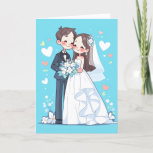 Anime Niedlich Couple Wedding Feiertagskarte