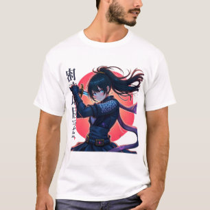Anime Ninja Girl mit Katana- Epic Samurai Warrior T-Shirt