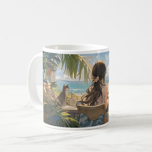 Anime Office am Meer Kaffeetasse (Vorderseite Links)