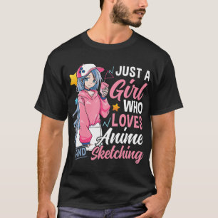 Anime Otaku schenke nur ein Mädchen, das Anime und T-Shirt