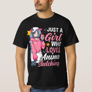 Anime Otaku schenke nur ein Mädchen, das Anime und T-Shirt