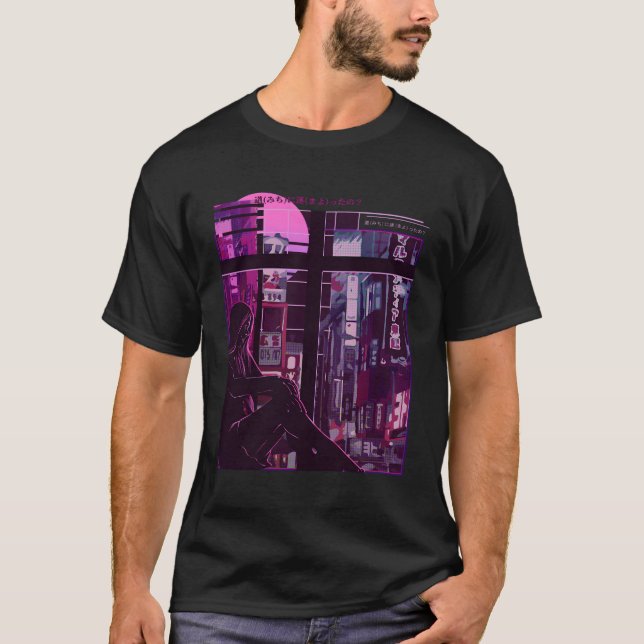 Anime Otaku Vaporwave Ästhetitheptik Sad Anime T-Shirt (Vorderseite)