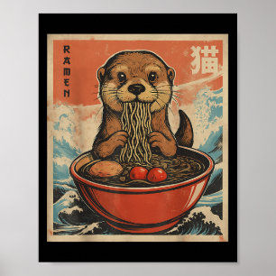Anime Otter Ramen Japanisch Funny Kawaii Gift Men  Poster