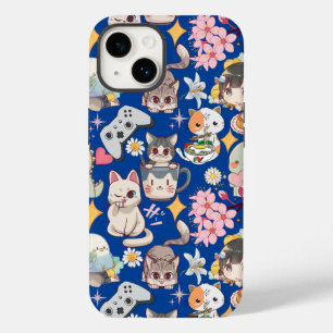Anime Overload Niedliches Muster Blue BG Case-Mate iPhone 14 Hülle