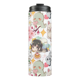 Anime Overload Niedliches Muster D Gray BG Thermosbecher