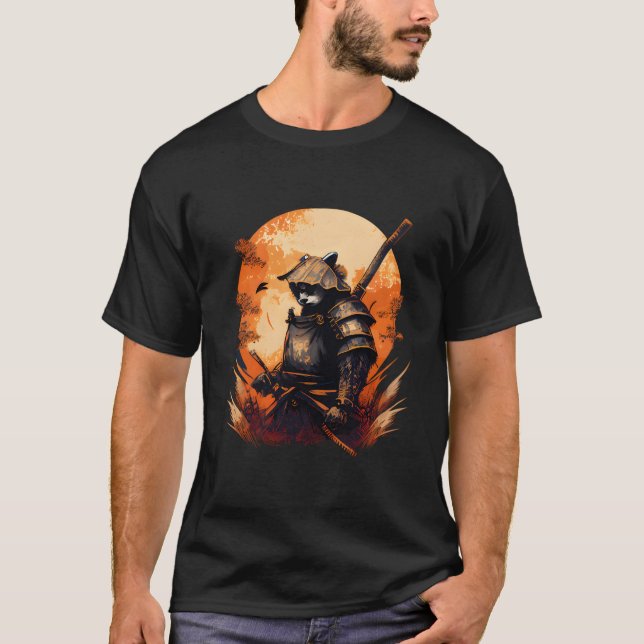 Anime Panda Kawaii japanischer Stil Samurai T-Shirt (Vorderseite)