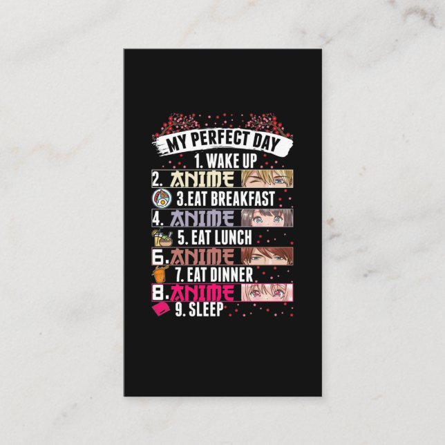 Anime Perfect Day Otaku Girl Japanese Manga Visitenkarte (Vorderseite)