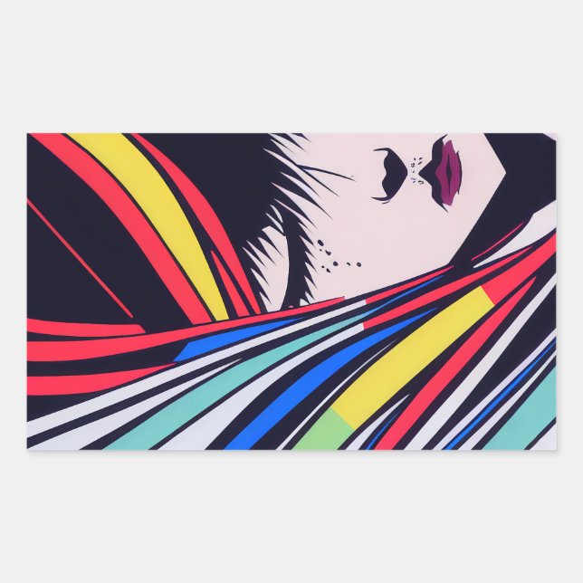 Anime Portrait Rechteckiger Aufkleber (Vorderseite)