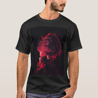 Anime-Porträt-T-Shirt Crimson Shadow T-Shirt