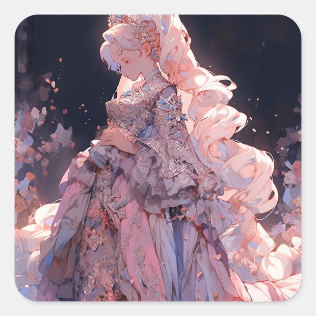 Anime Princess Fantasy Art Quadratischer Aufkleber (Vorderseite)