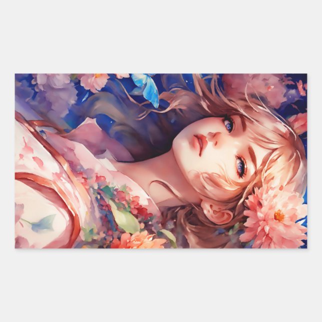Anime Princess Rechteckiger Aufkleber (Vorderseite)
