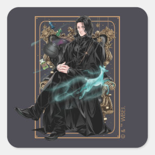 Anime Professor Severus Snape sitzt Quadratischer Aufkleber