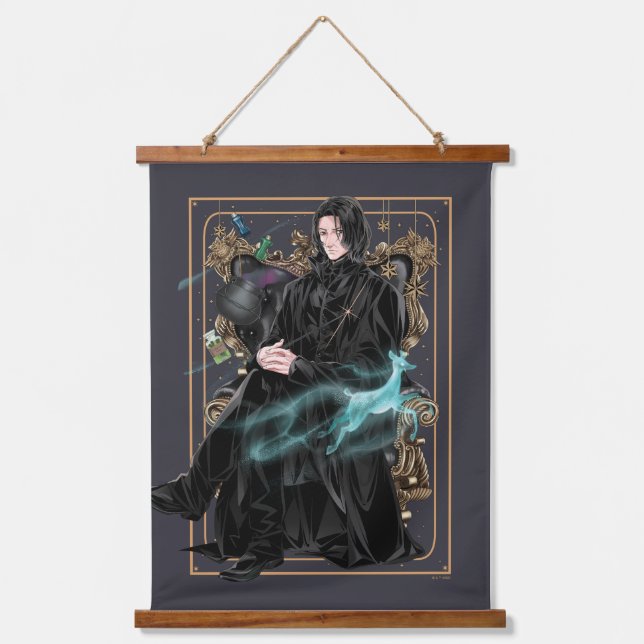 Anime Professor Severus Snape sitzt Wandteppich Mit Holzrahmen (Vorderseite)
