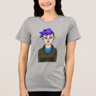 Anime-Punk-Rock-Emo-Mädchen-Porträt-Schönheit-Frau Tri-Blend Shirt