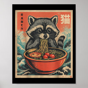 Anime Raccoon Ramen Japanisch Funny Kawaii Geschen Poster
