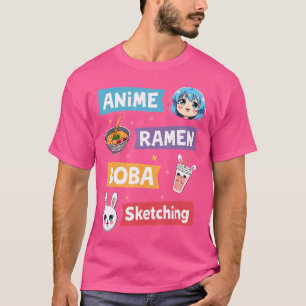 Anime Ramen Boba Sketching Anime Girl T-Shirt
